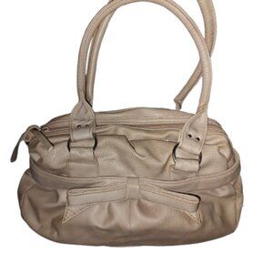 Tan Leather Baguette W/ Bow Detail On Front,Shoulderbag,Classic ,Cottage Core